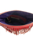 Flamingo Leather Fringe Handbag- Scarlet Red