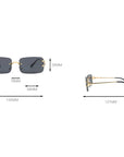 Blue Rectangular Rimless Sunglasses