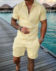 Men's Textured Two-Piece Short Set – Stylish, Breathable & Trendy