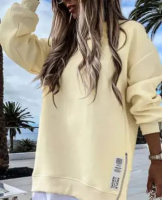 Oversized Zip-Side Pullover Sweatshirt
