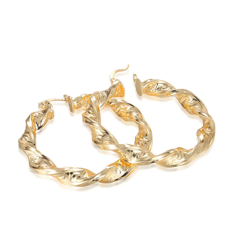 18K Gold-Plated Textured Hoop Earrings — alternate product view 9
