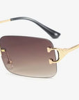 Blue Rectangular Rimless Sunglasses