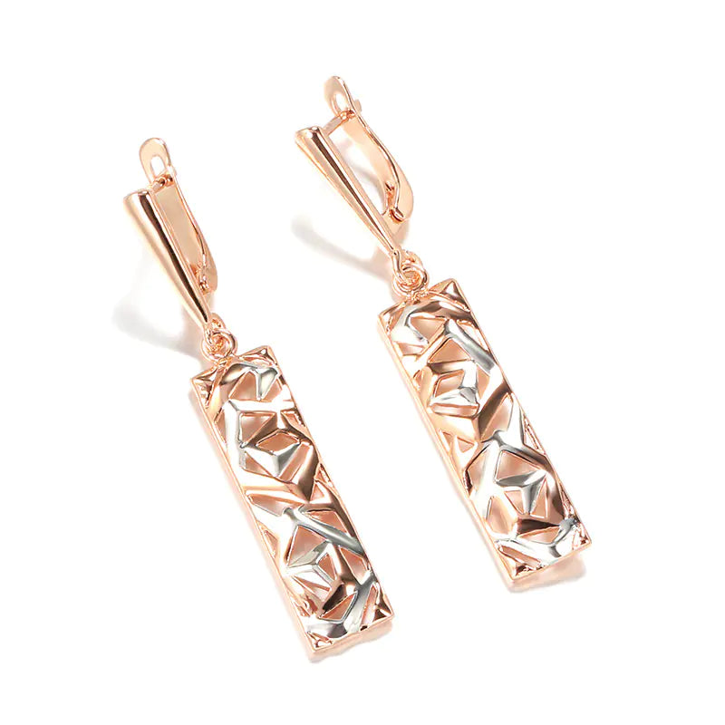 Rose Gold Hollow Round Statement Earrings — alternate product view 3