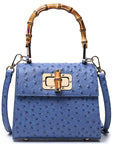 Ostrich Print Bamboo Handbag