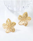 Matte Gold Flower Stud Earrings — alternate product view 4