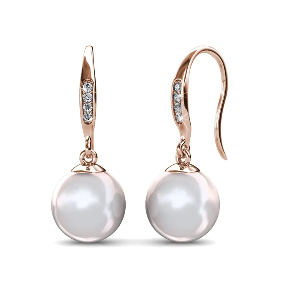 18k Rose Gold Plated Freshwater Pearl Drop Earrings