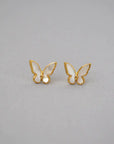 Gold-Plated White Shell Butterfly Earrings — alternate product view 3