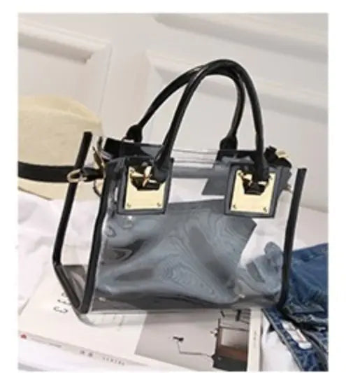 Women's 2 Piece Clear Tote Handbag