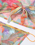 3 Piece Floral Mesh Skirt Set