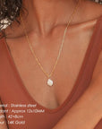 Rectangle Link Chain Pearl Necklace